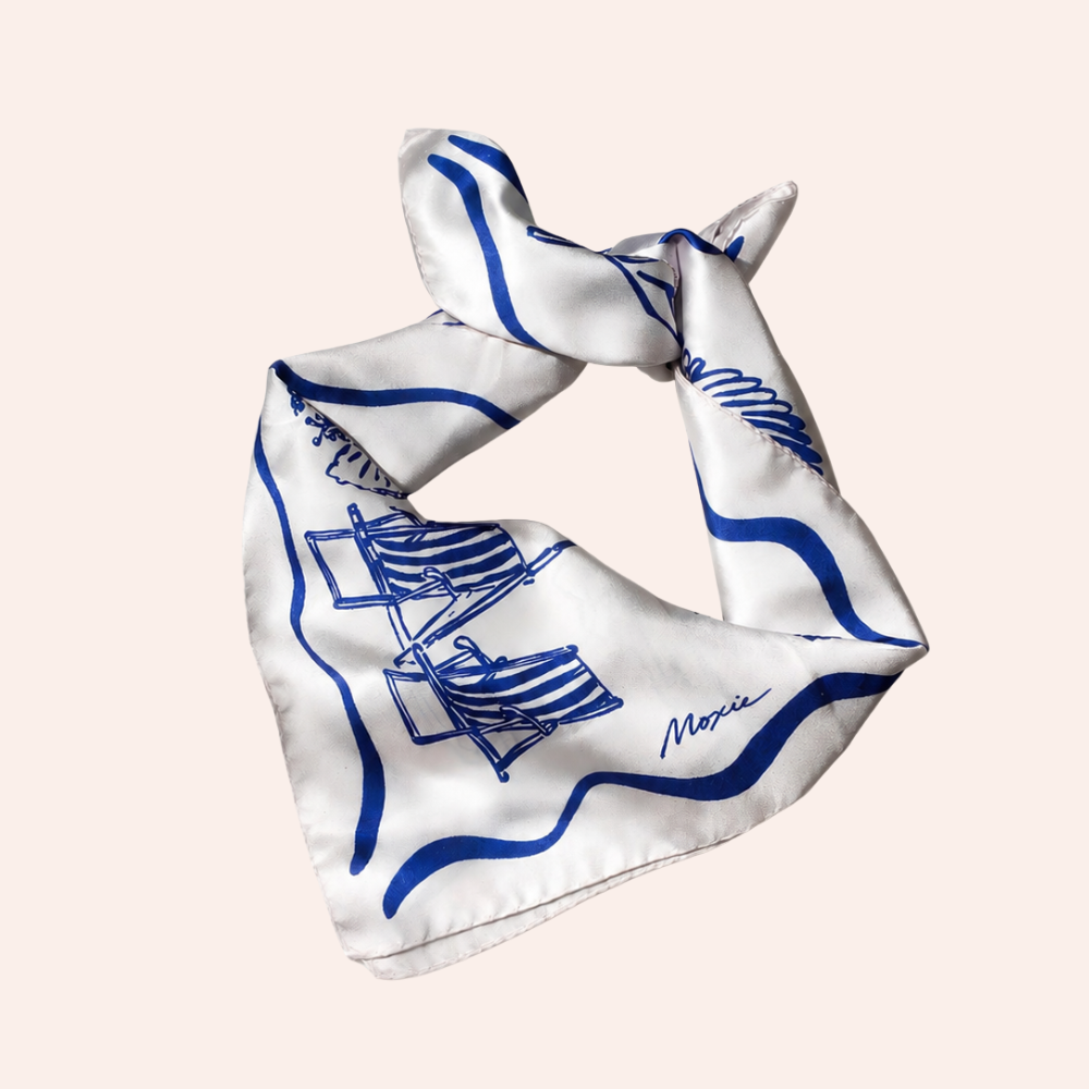 Silk Scarf "Coastal" - Ocean Blue