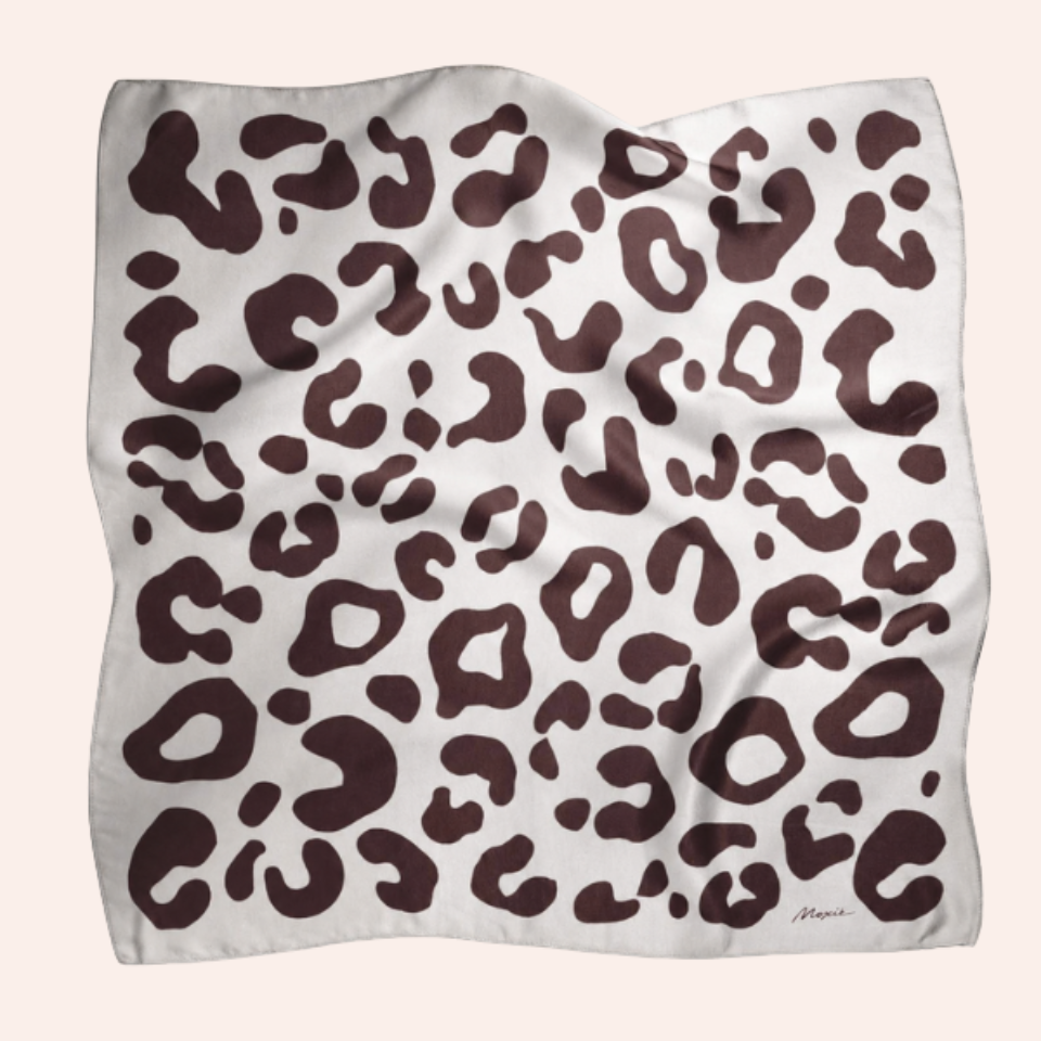 Silk Scarf "Untamed" - Bridal Blush & Brown