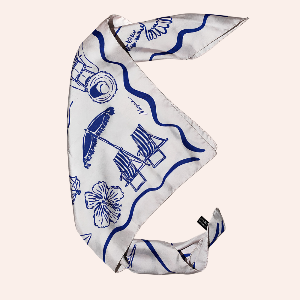 Silk Scarf "Coastal" - Ocean Blue