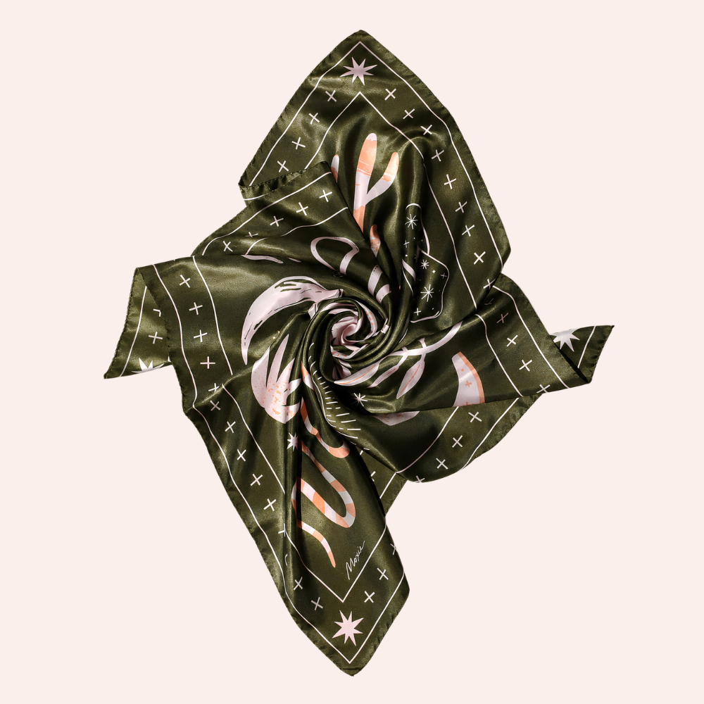 Silk Scarf "Outlaw" - Avocado Green