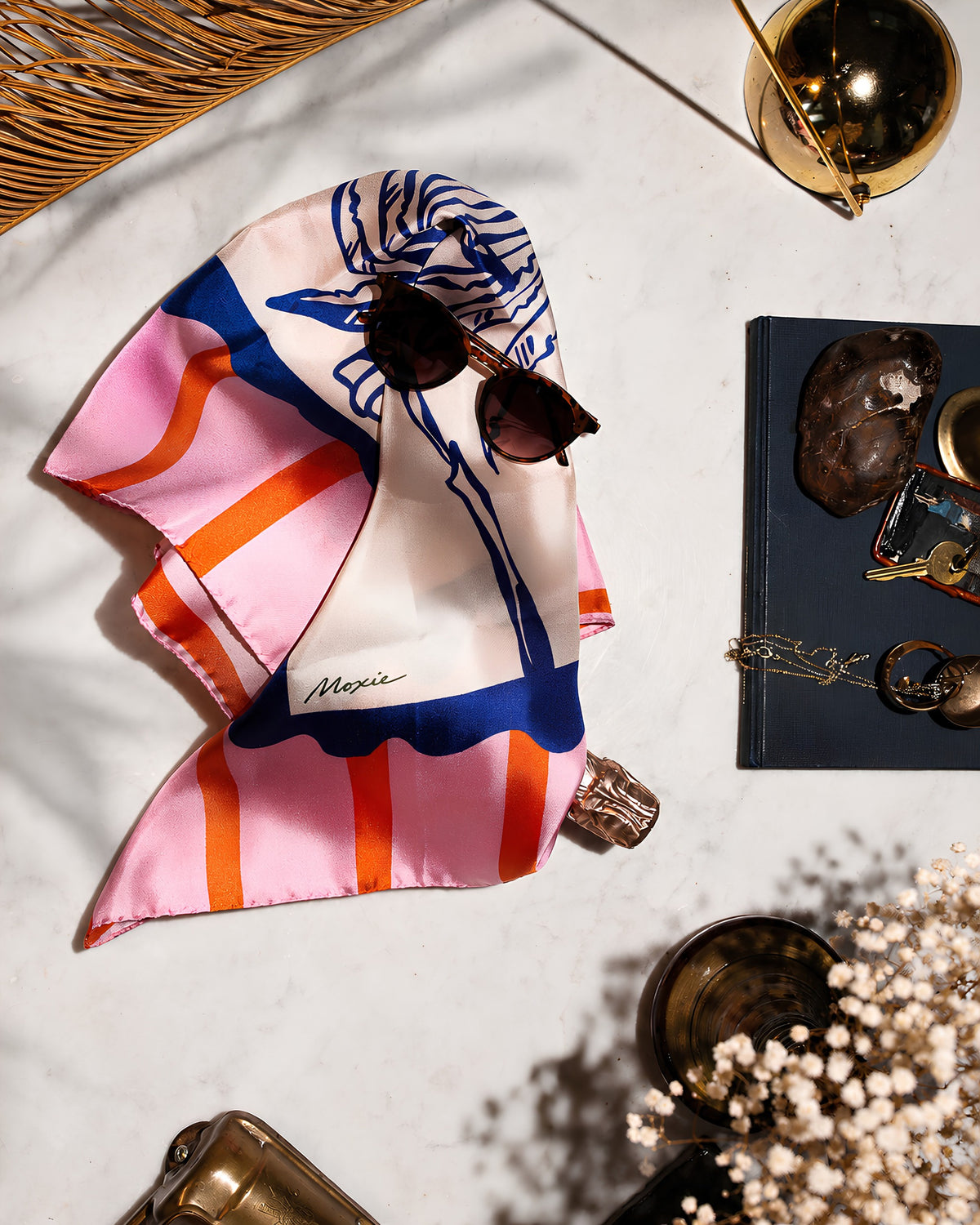 Silk Scarf "Postcard" - Powder Pink