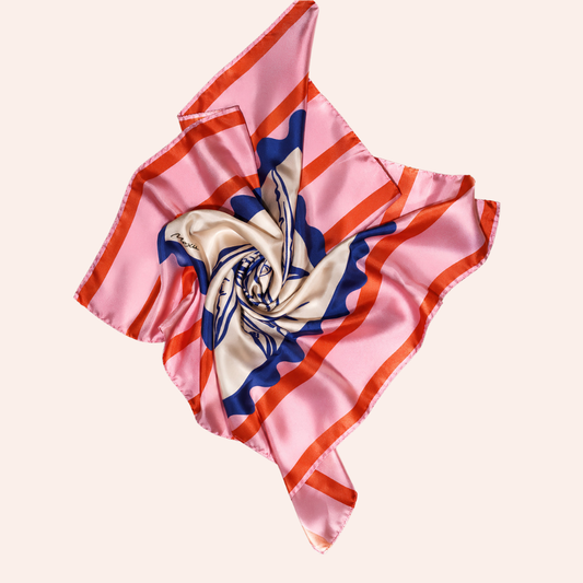 Silk Scarf "Postcard" - Powder Pink