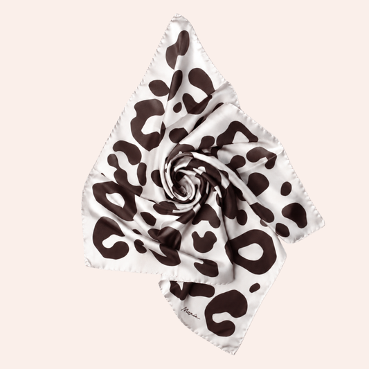 Silk Scarf "Untamed" - Bridal Blush & Brown